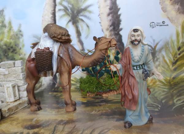 Krippenfiguren aus Kunstharz ein Treiber mit Kamel