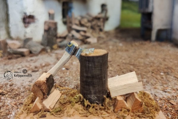 Krippenzubehör aus Holz geschnitzt Beil 50 mm K-021c Axt Krippenwerkzeug