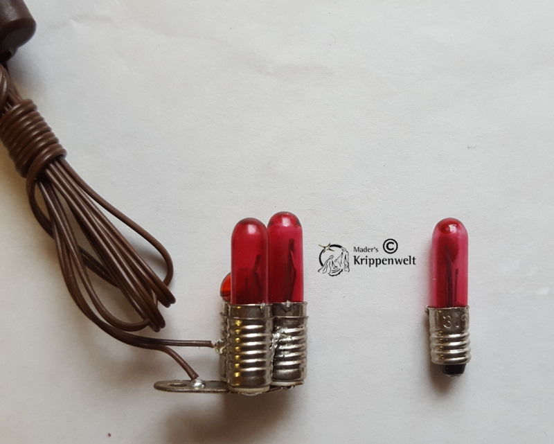 Kleinteile-Ersatzteile-Ersatzglühbirne Blinkbirne für Flackerlicht E5,5 rot  lang, Kleinteile-Ersatzteile, Krippenbeleuchtung